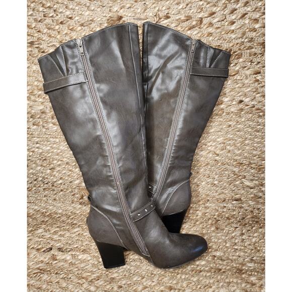 Rialto Women's Dark Gray Leather Tall Heel Fashion Boots Size 10 M Knee-high - Picture 5 of 11